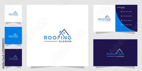 House roofing logo and business card template	