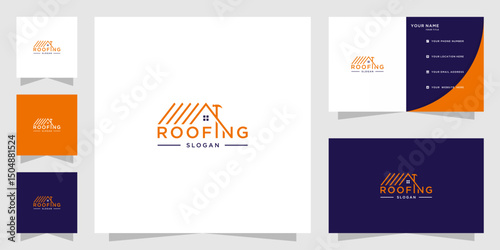 House roofing logo and business card template	