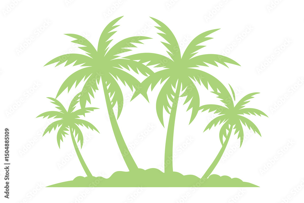 Naklejka premium Tropical Palm Tree Island Silhouette Vector Illustration