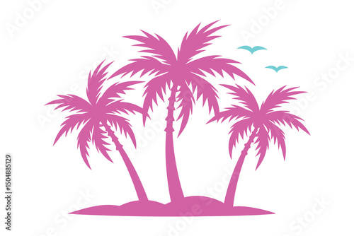Palm trees silhouettes summer set. Palm trees isolated on white background.