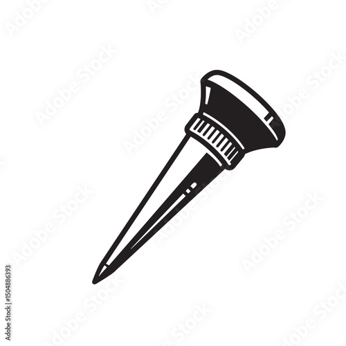 Black and white illustration of a detailed and isolated medical otoscope instrument