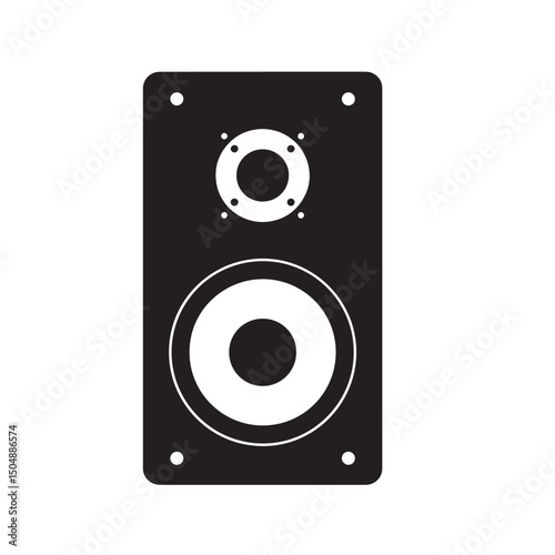 Minimalist black and white silhouette speaker design for music and audio concepts