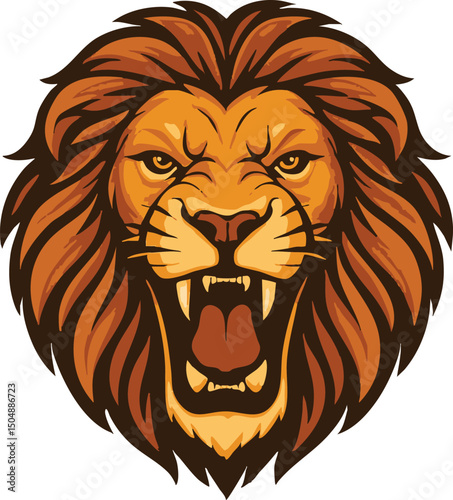 The lion head roared vector illustration