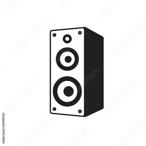 Vector illustration of a black and white speaker system for sound and audio