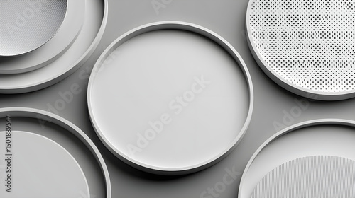 Minimalist Plates in Varying Textures and Patterns on Neutral Background