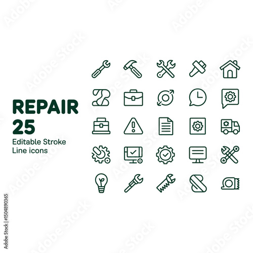A diverse collection of repair icons symbolizing maintenance fixing and handyman services simple