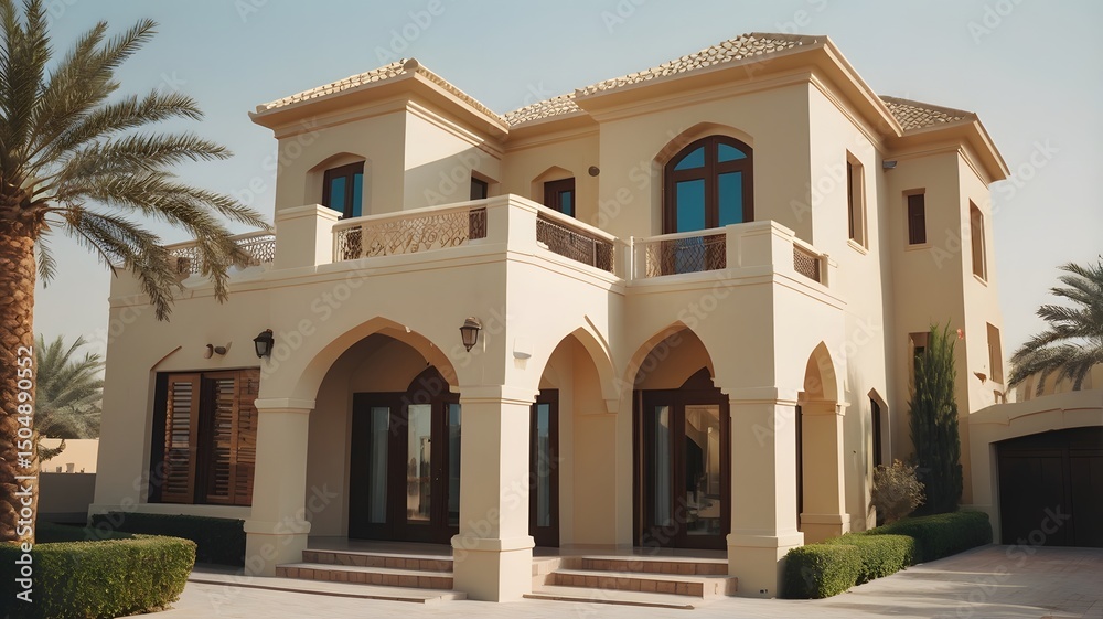 Potrait of luxurious house in the rich neighbourhood in Dubai AI Generated Image Potrait of luxurious house in the rich neighbourhood in Dubai AI Generated Image