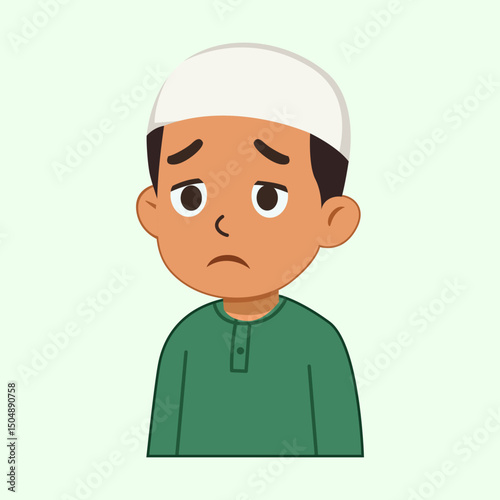 Sad Muslim Boy – Unhappy Islamic Kid with Disappointed Face