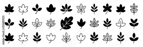 Vintage vector flower and tulip silhouettes set with tribal leaf and butterfly decor elements for floral tattoo design and pattern illustration