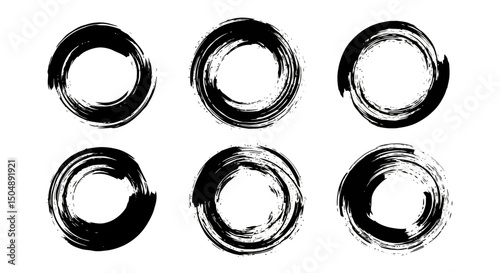 Brush Stroke Circles: Black Ink Texture Set