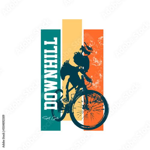 downhill sport mountain biking badge logo design