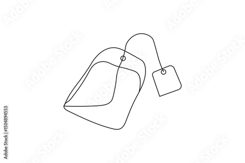 Minimalist simple herbal  teabag line art isolated graphic design element concept illustration icon