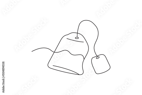 Minimalist simple herbal  teabag line art isolated graphic design element concept illustration icon