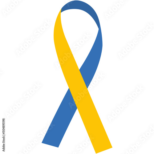 Blue and yellow ribbon. world down syndrome day. Down Syndrome Ribbon. World Down Syndrome day. March 21. Realistic blue yellow ribbon symbol vector.