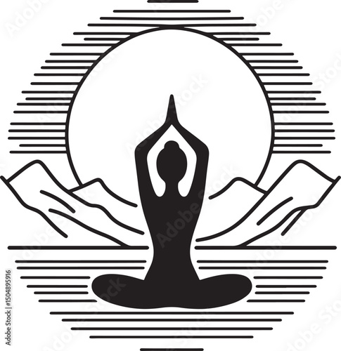 Yoga symbol. Man silhouette in lotus position. Yoga logo.eps