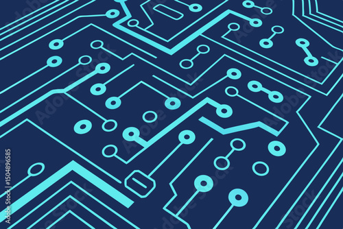 Glowing blue tech network circuit board vector with futuristic abstract layout. Centered space available for banners, ads, or user interface design.

