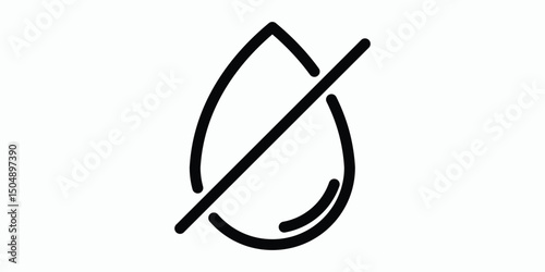 No water icon, editable stroke vector