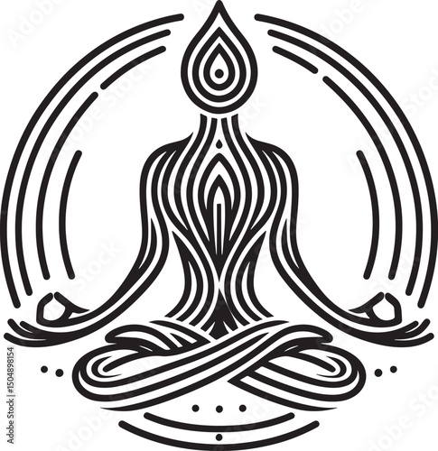 Yoga lotus pose. Vector illustration for yoga studio, tattoo, t-shirt..eps