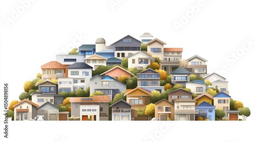 Vibrant collection of houses on a hill