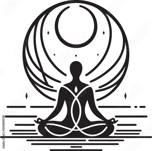 Yoga lotus pose in lotus position. Vector illustration..eps