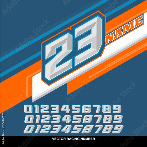 Convex bold racing number set bundels for motorsport	