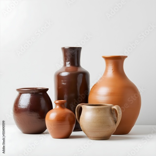 Various Ceramic Pottery Vases. Earthy color. Decor