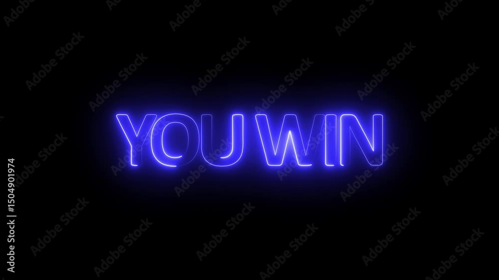 You win text on neon style. Black background. HD animation video Generative ai