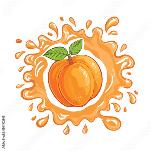 Peach splash Colorful Vector in Adorable Comic Style with Expressive Lines.