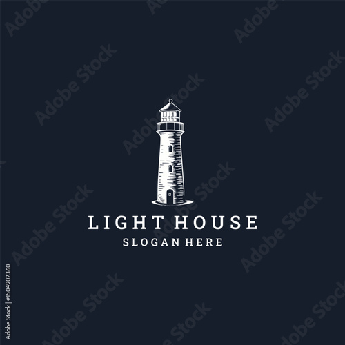 Light house logo style icon design template vector illustration