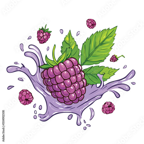 Boysenberry splash Colorful Vector in Adorable Comic Style with Expressive Lines.