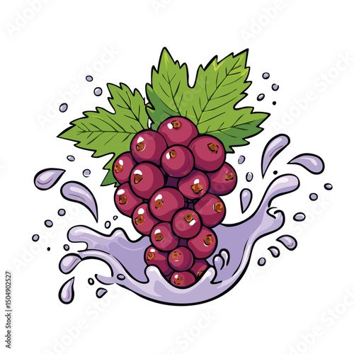 Currant splash Colorful Vector in Adorable Comic Style with Expressive Lines.