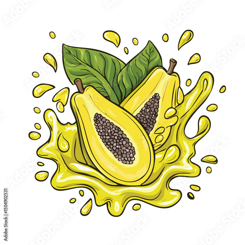 Jackfruit splash Colorful Vector in Adorable Comic Style with Expressive Lines.