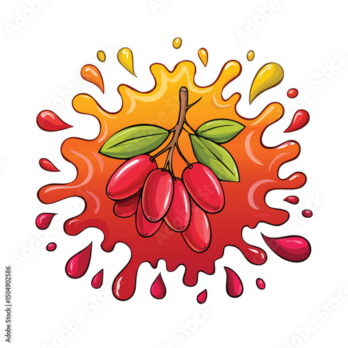 Barberry splash Colorful Vector in Adorable Comic Style with Expressive Lines.