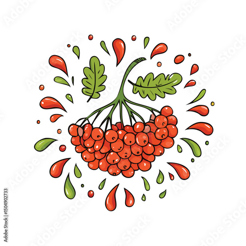 Rowanberry splash Colorful Vector in Adorable Comic Style with Expressive Lines.
