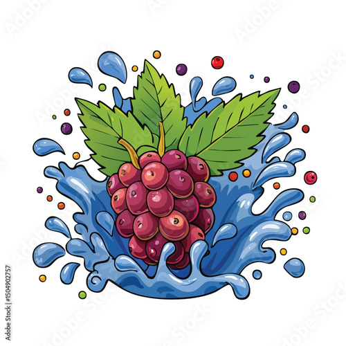 Juneberry splash Colorful Vector in Adorable Comic Style with Expressive Lines.