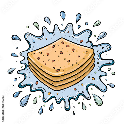 Pita Bread splash Colorful Vector in Adorable Comic Style with Expressive Lines..