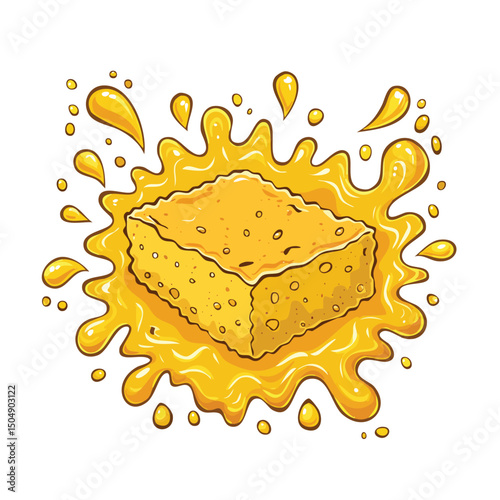 Cornbread splash Colorful Vector in Adorable Comic Style with Expressive Lines..