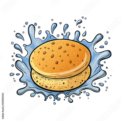 English Muffin splash Colorful Vector in Adorable Comic Style with Expressive Lines..