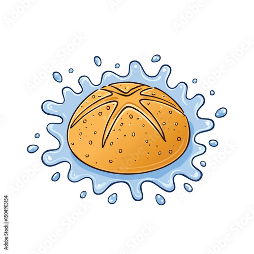 Soda Bread splash Colorful Vector in Adorable Comic Style with Expressive Lines..