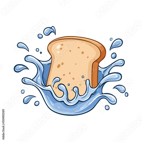 Milk Bread splash Colorful Vector in Adorable Comic Style with Expressive Lines..