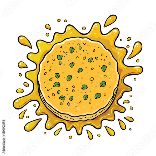Crumpet splash Colorful Vector in Adorable Comic Style with Expressive Lines..