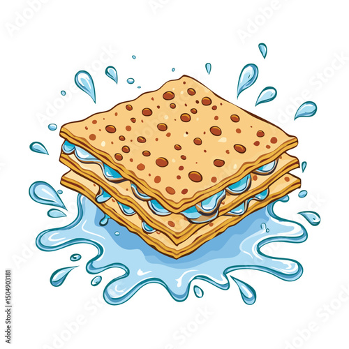 Matzo splash Colorful Vector in Adorable Comic Style with Expressive Lines..