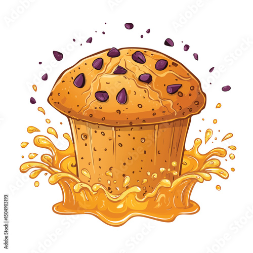 Panettone splash Colorful Vector in Adorable Comic Style with Expressive Lines..