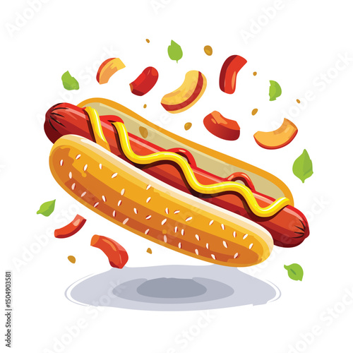 Hot Dogs with Sauce Splash creative isometric illustration with layered dimension and depth cues.