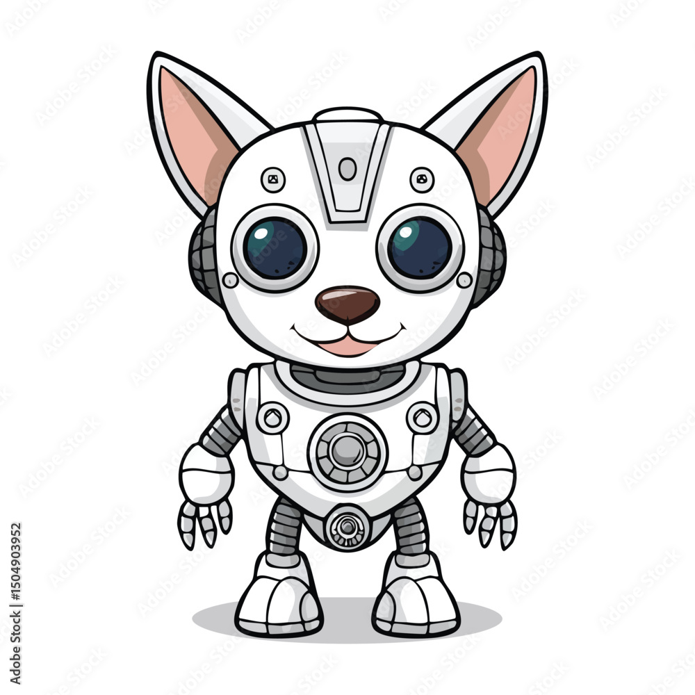 Fototapeta premium Chihuahua Robot vector illustration in hand-drawn sketch style with minimalist detail