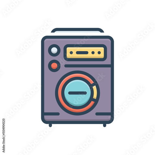 Color illustration icon for washing machine