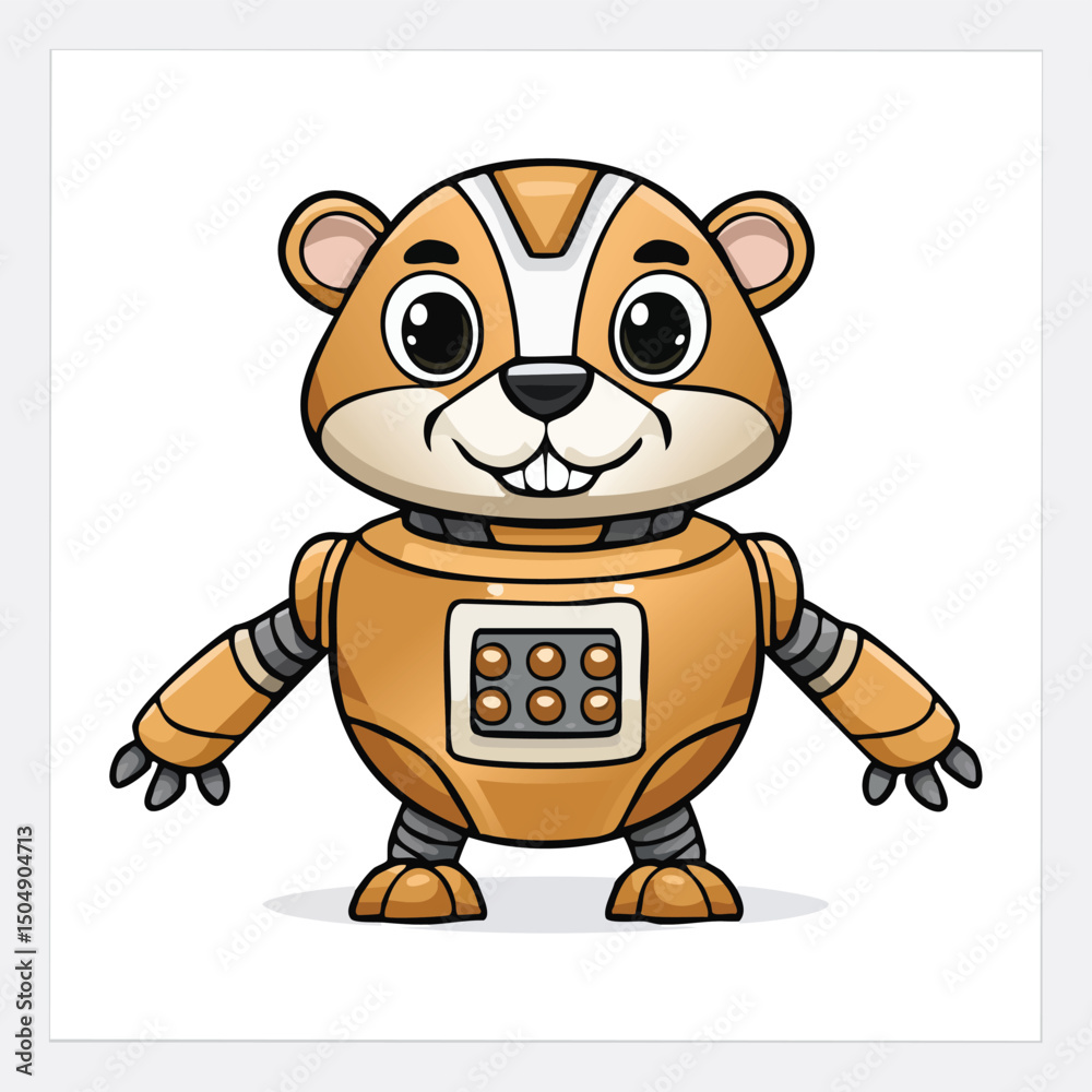 Fototapeta premium Gopher Robot vector illustration in hand-drawn sketch style with minimalist detail