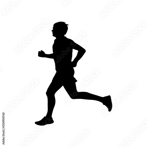Man jogging silhouette icon vector flat design on white background