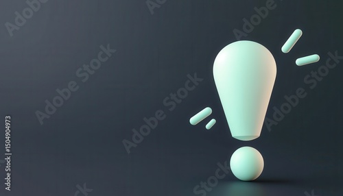 A glowing 3D exclamation mark with dynamic lines on a dark background, symbolizing alert, idea, or attention.