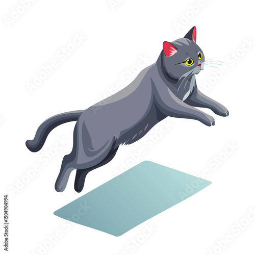 British Shorthair jump Adobe Illustrator Artworkisometric vector illustration with clean geometry and modern design